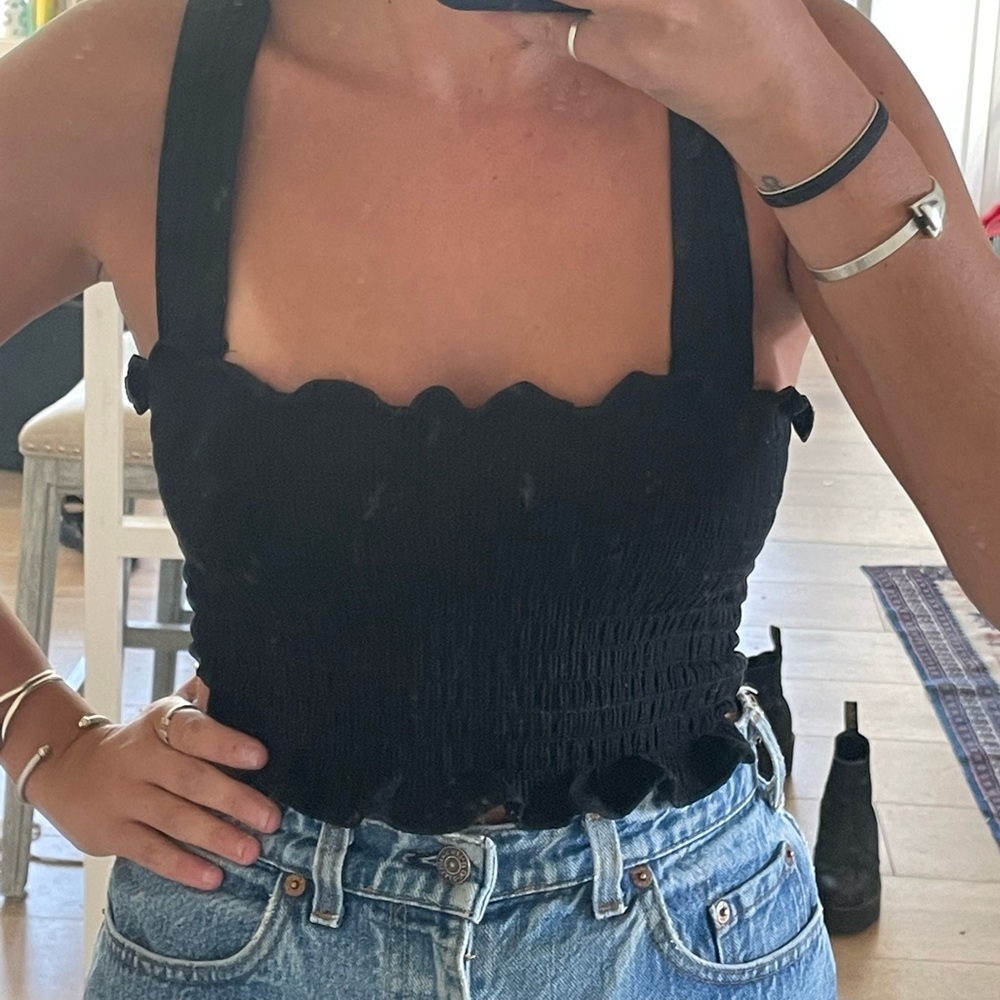 Reformation Black Crop Top, Size XS